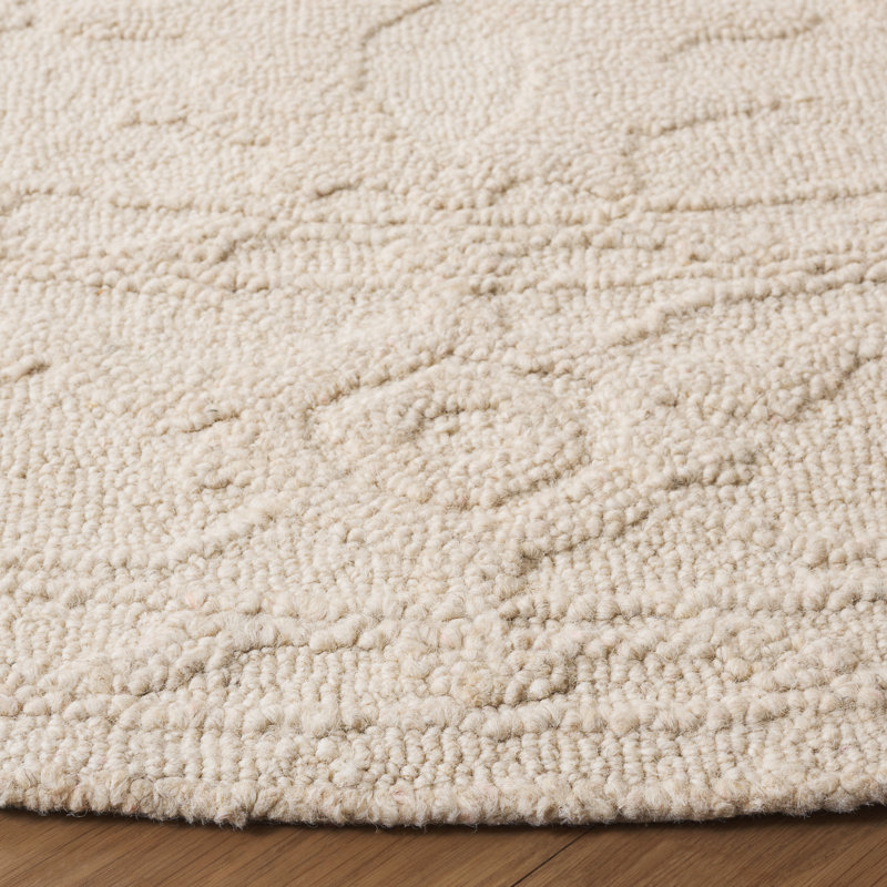 Veshawn Hand Tufted Wool And Cotton Floral Rug, Round 6'