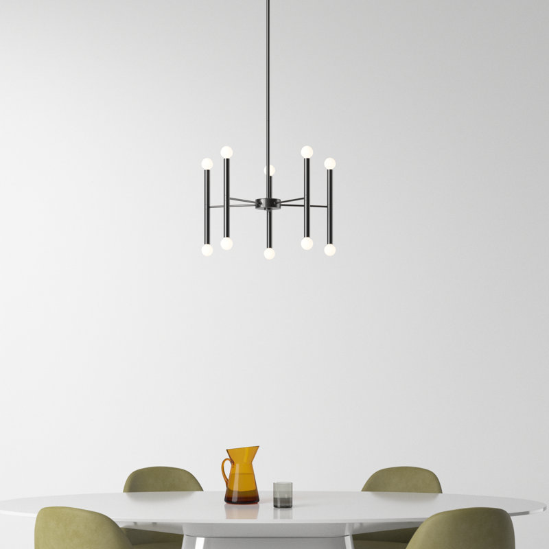 Jamir 10 - Light Dimmable Sputnik Modern Linear Chandelier, Black