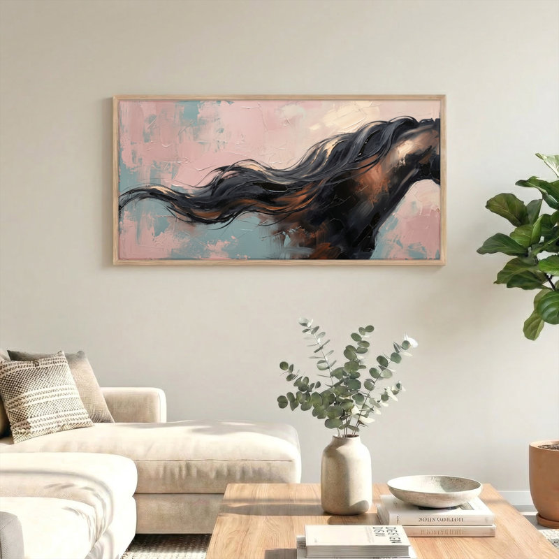 Ensemble de 1 tableau sur toile représentant une crinière de cheval, 58“W x 28”H, Natural