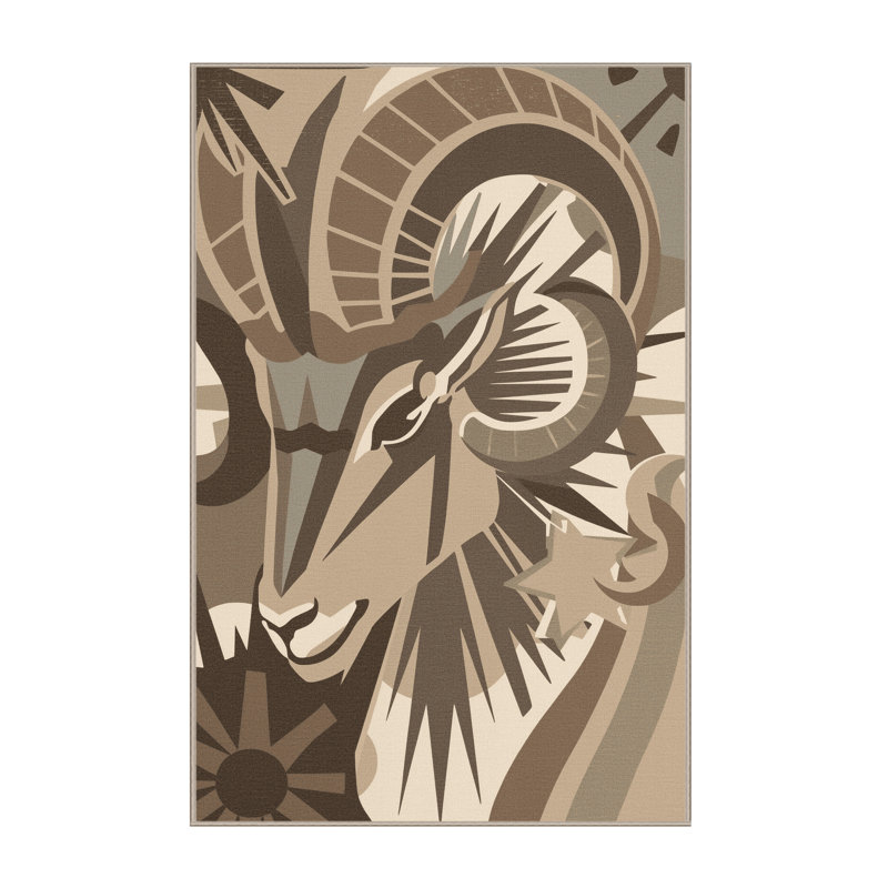 Tapis brun clair et beige lavable à la machine à motif éclats et éclectiques Orlena, 2 x 3