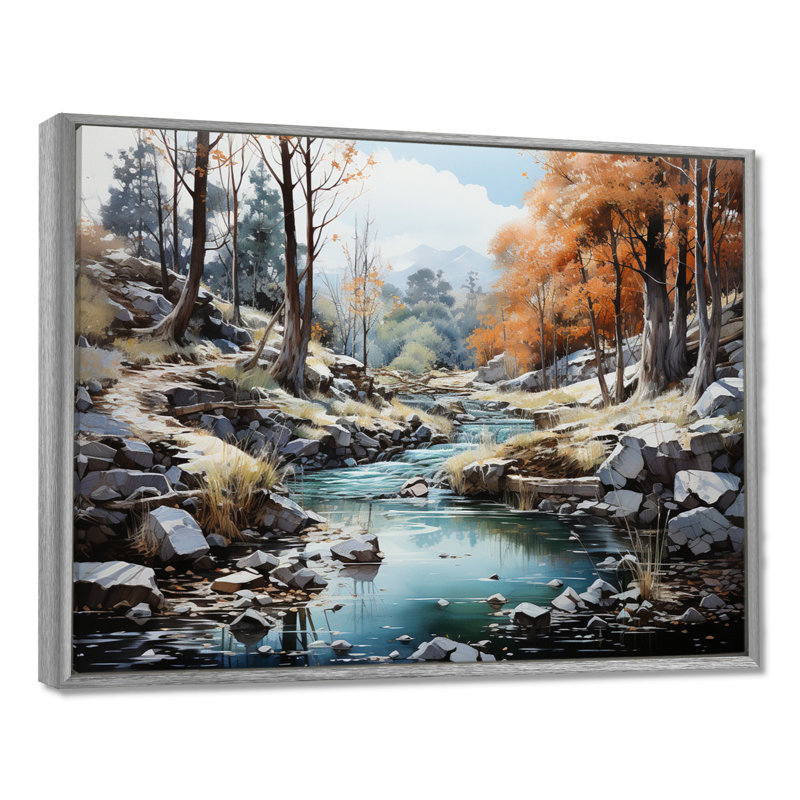 Cascade de sérénité, impression d'art mural, H 30 po x l 40 po x P 1,5 po, Encadrement argenté