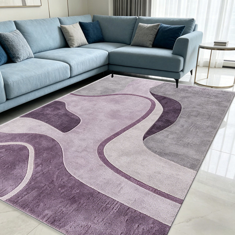 Lavender Curve area rugs for Living Room, Soft and Comfortable, Suitable for all seasons, easy to maintain, machine washable Indoor floor mat, Under Table Farmhouse suitable for Bedroom, Dining Room, Study, Patio, Balcony, Home Decor