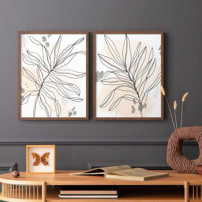 Palm I, livre de croquis I-Premium, reproduction encadrée - prêt à être accroché, Noyer, H 11 po x l 18 po