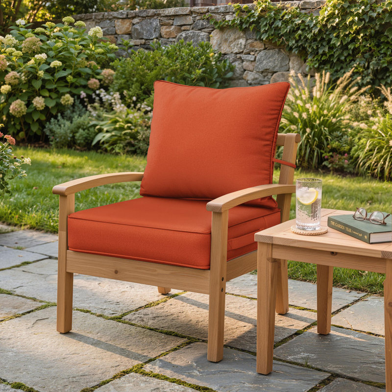 Ensemble de coussins de siège d'extérieur Wynee, 4", Orange, 19" W x 19" D