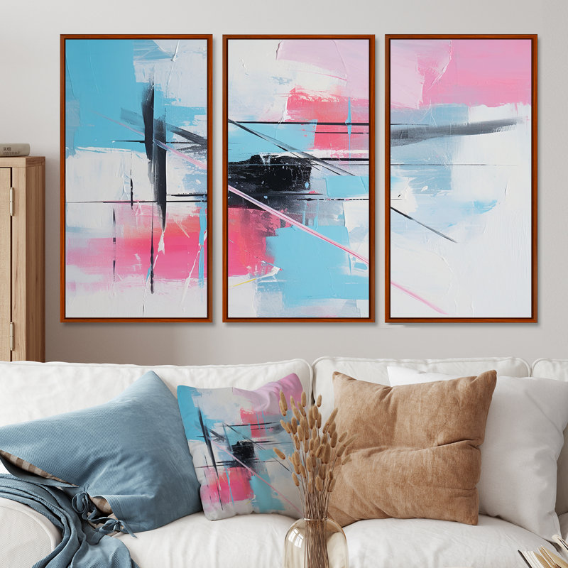 Cordrey - Abstract Wall Art Print Set, 28" H x 36" W x 1" D, Brown Floater Framed