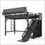 Lit mezzanine simple TG avec glissoire, tablettes de rangement, garde-robe et port USB-407694348
