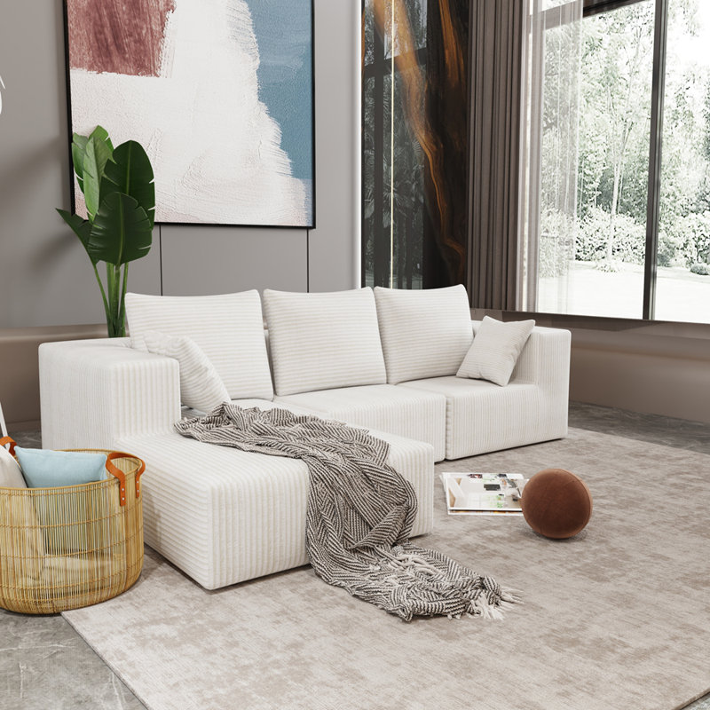 Canapé d'angle, canapé modulaire, canapé modulaire, canapé-lit, fabriqué en éponge haute densité et en tissu moelleux doux, avec plusieurs combinaisons disponibles
