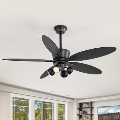 Ventilateur de plafond de 52 pouces avec lumière, moteur réversible silencieux pour chambre à coucher, salon, appartement