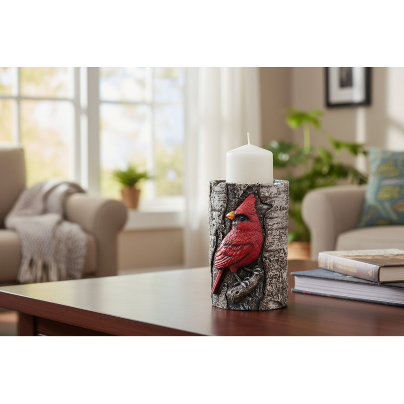 Cardinal Log Candle Holder