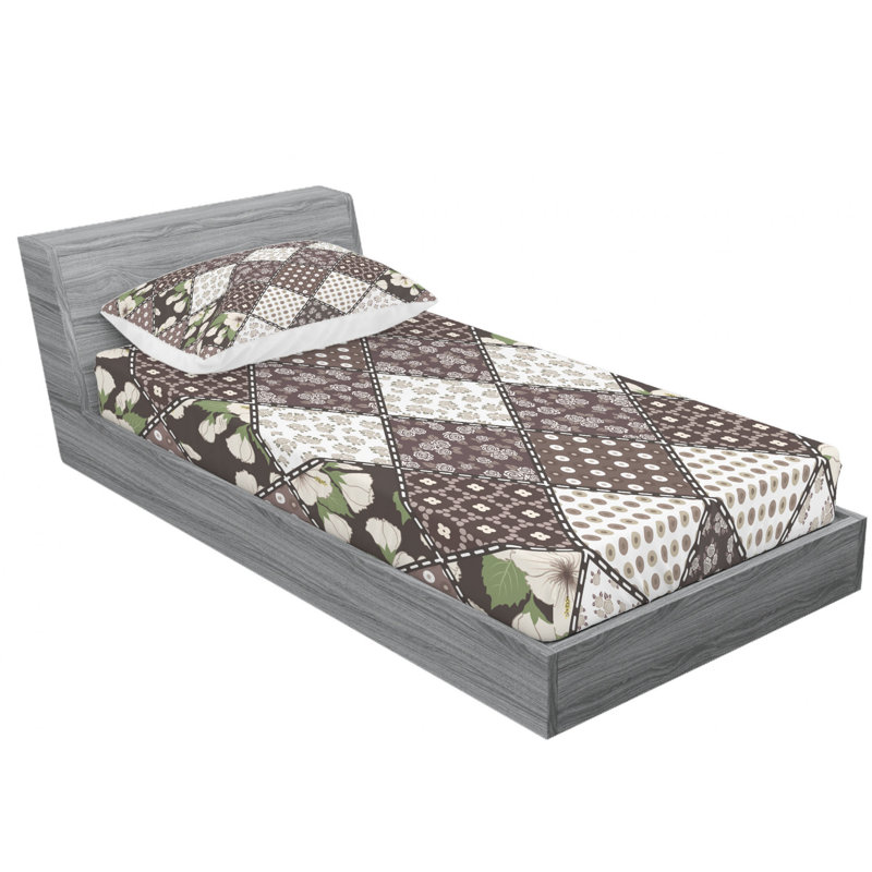 Microfiber Geometric Sheet Set, Twin Sheet Set with Fitted Sheet