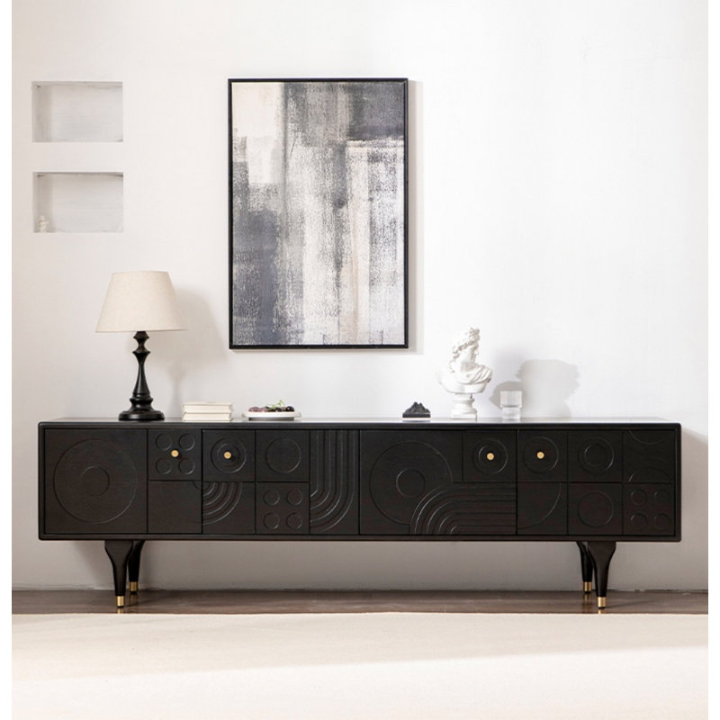 Crédence de rangement en bois massif rétro noir 78,7 po
