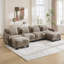 Canapé d'angle surdimensionné en chenille, en forme de U, avec 4 coussins lombaires raffinés, canapé 4 places avec 2 poufs amovibles, design ergonomique incurvé, canapé modulaire facile à assembler, idéal pour le bureau.-1457918100-1457918104
