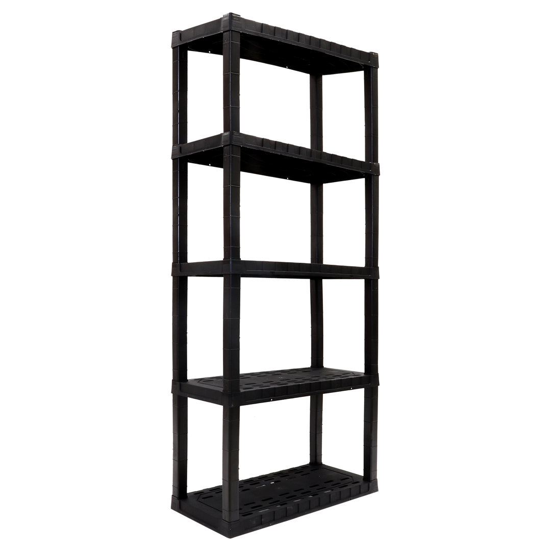 Naseef 5-Tier Heavy Duty Shelving Unit W30 x D14 x H75 Home Storage Black Rebrilliant