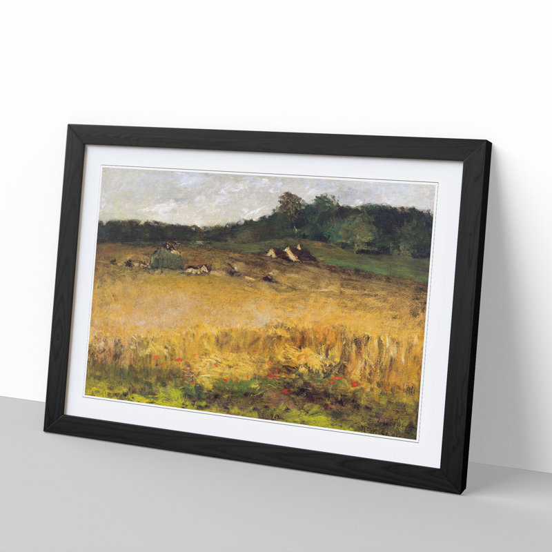 Wheat Field by William Merritt Chase - Picture Frame Painting, 27cm H x 36cm W x 2cm D, Black