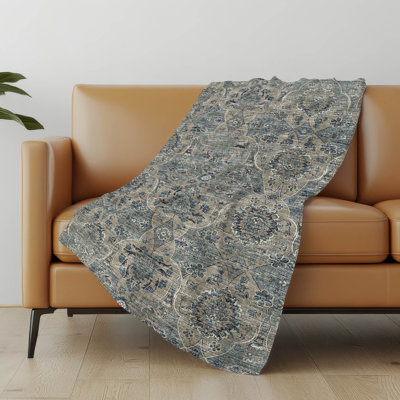 Addison Machine Washable Sherpa Ornate Throw Blanket