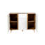 Buffet moderne blanc avec 3 tiroirs et tablettes réglables, console de rangement Mid-Century pour le salon et la salle à manger
