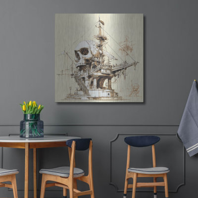  «Pirate Ship Blueprint 2» par Ann Klee, art mural en métal, 36 po x 36 po