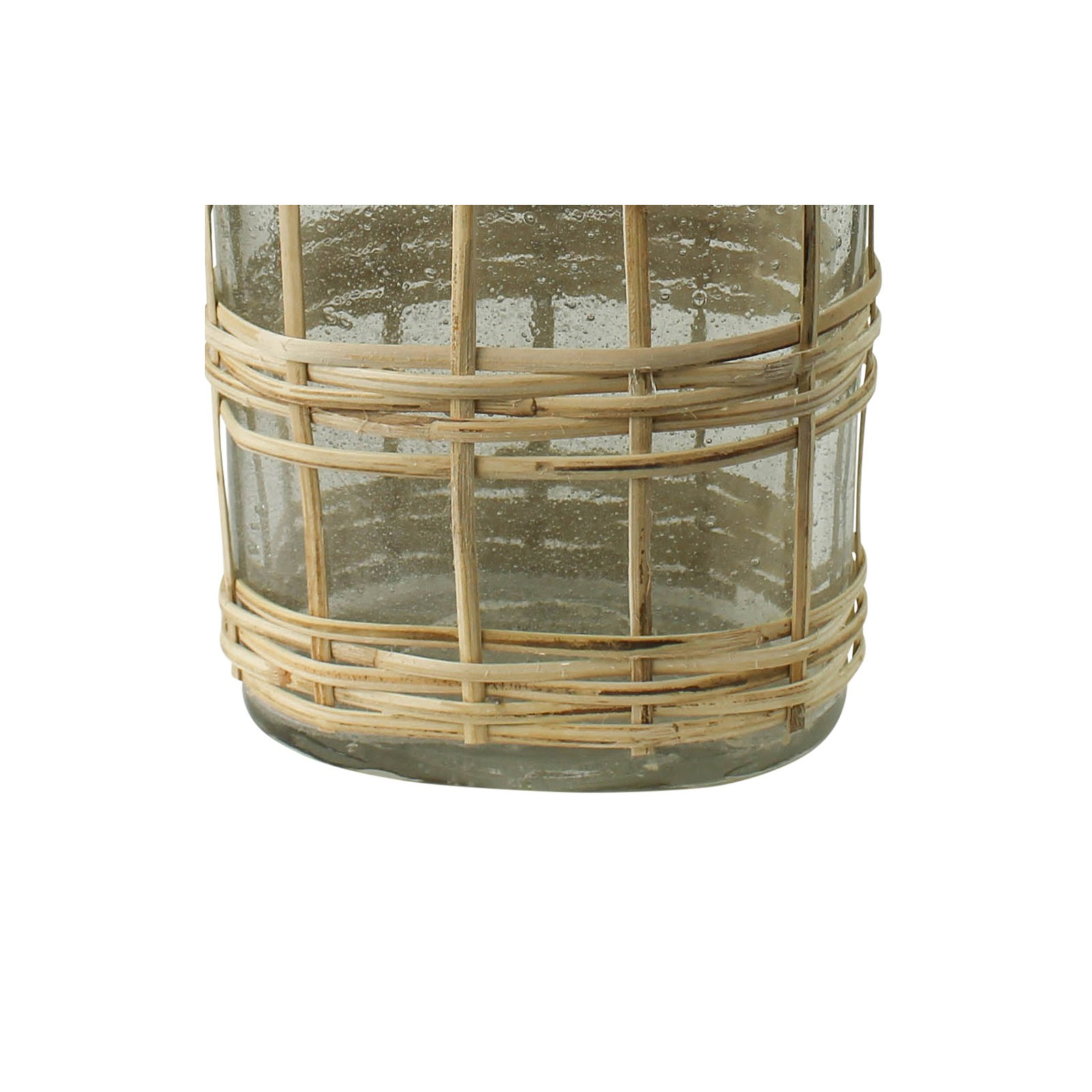 Cotter Bottle, Glass & Rattan - Medium, 11.5" H x 3" W x 5" D
