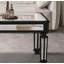 Table basse à miroir argenté, table basse rectangulaire en verre sculpté noir rétro avec finition miroir, table de centre moderne pour le salon et le bureau-924923933