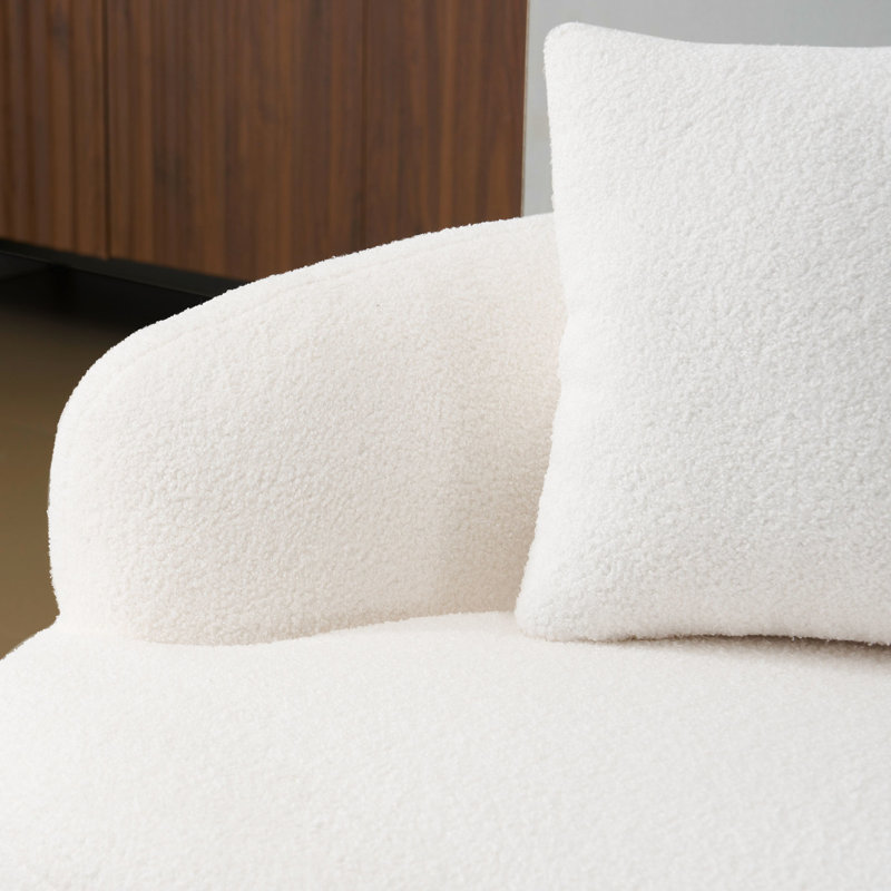 White 2 - Seat Curved With Round Armrest, Ideal For Living Room And Small Areas, No Assembly, Minimalist Design Spring Foam Ergonomic Balance Bedrooms, Comfort