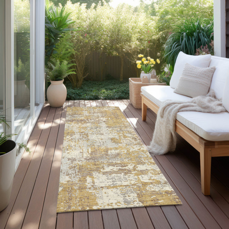 Machine Washable Indoor/Outdoor Chayden ACN1008 Gold Rug