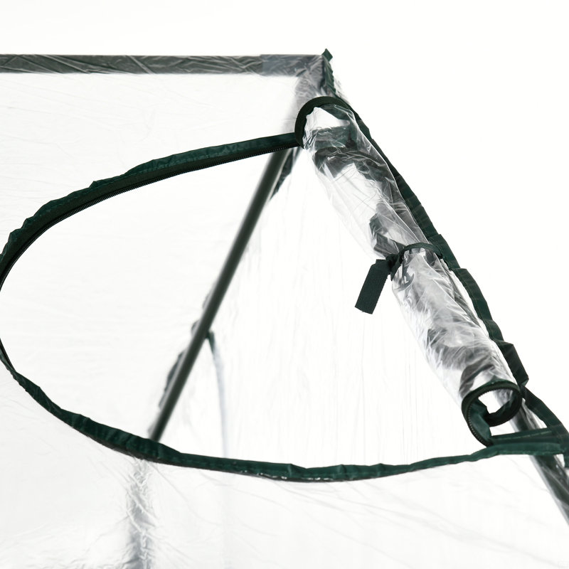 Portable Walk-In Greenhouse, PE Cover, Steel Frame Garden Hot House, Zipper Door, Top Vent, Clear