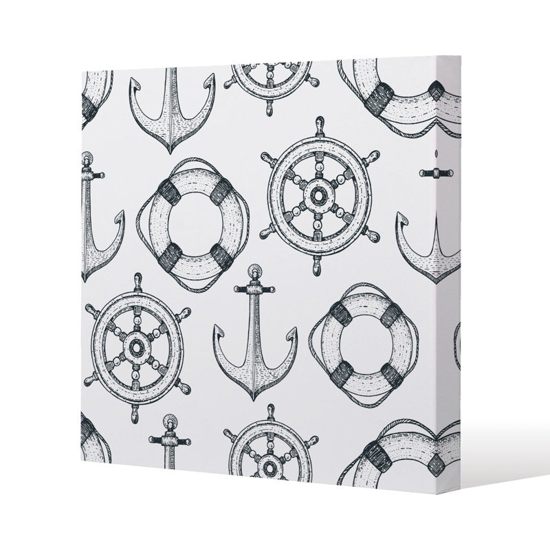 Anchor & Wheel Slim Style Canvas Print, 15mm Slim Real wood., 40 cm H x 40 cm W