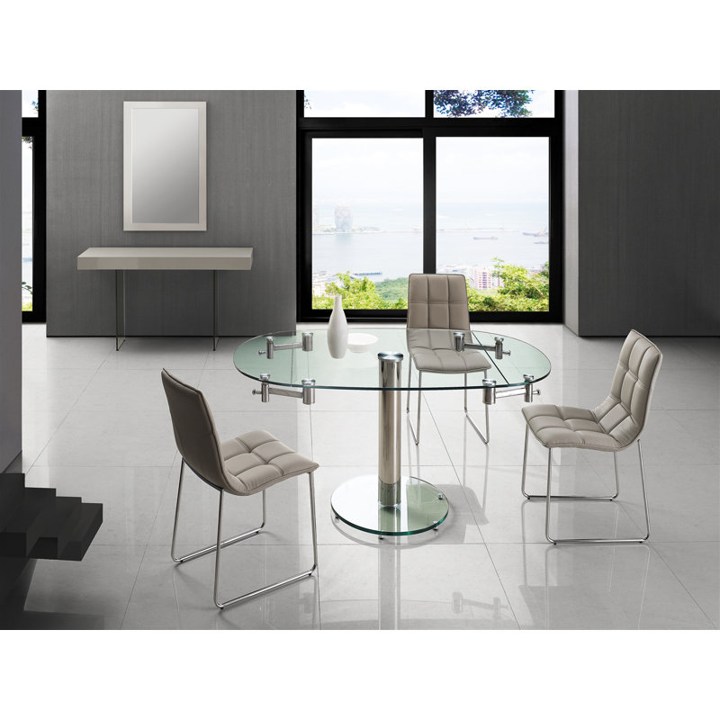 Chaise d'appoint en cuir Leandro, Gris