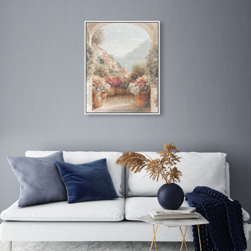 Clifftop Crimson II Canvas Architecture Print by Oliver Gal, Black Frame, 16 x 20, 17"H x 21"W, Silver Floater Frame