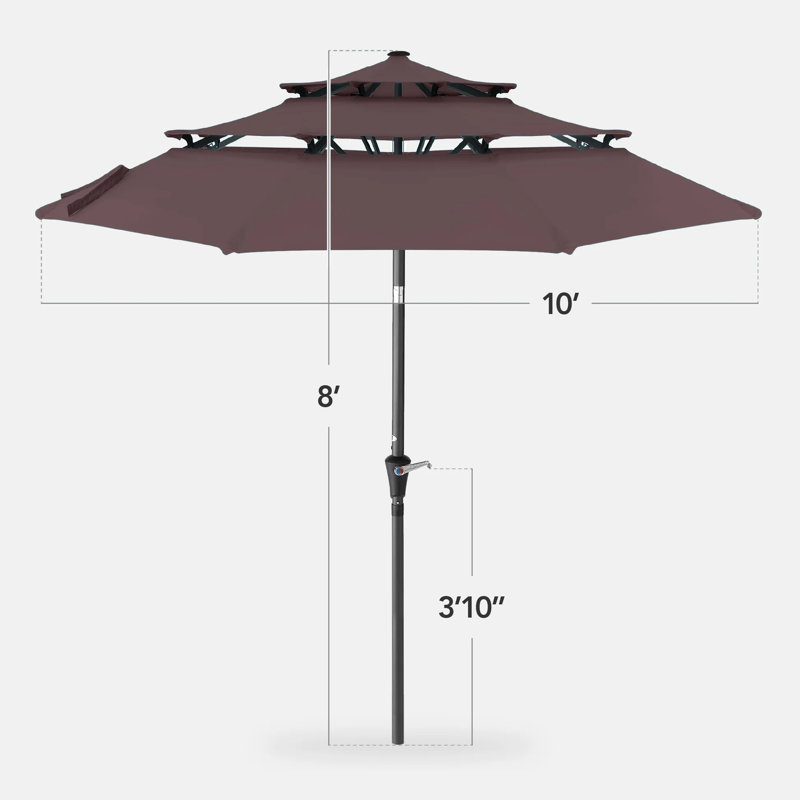 Parasol de patio à 3 niveaux, Deep Taupe