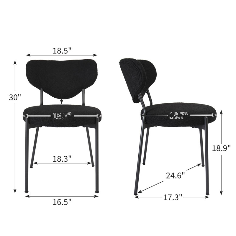 Ensemble de 2 chaises de salle à manger rembourrées épaisses avec dossier courbé et pieds en métal pour la salle à manger et la cuisine