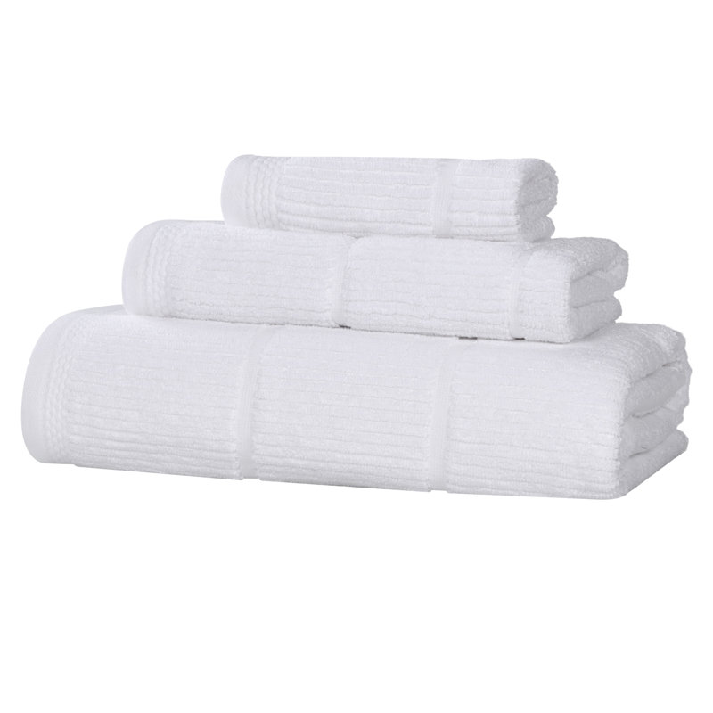 Ensemble de serviettes de bain en mélange de coton 3 pièces Milo Smart Twist, Ensemble 3 serviettes de bain, Blanc