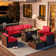 Caradog Wicker 6 - Person Patio Conversation Sets with Cushions Coffee Table and Fire Pit