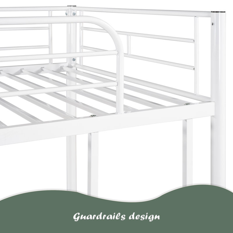 Twin Over Twin Metal Bunk Bed, White