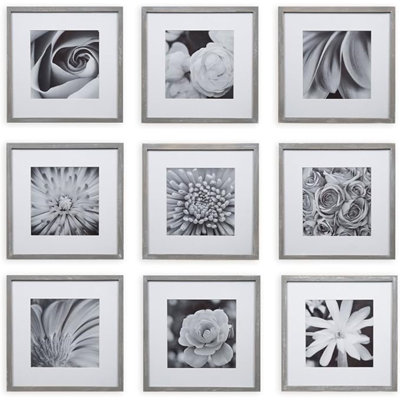 Gallery Perfect 12" x 12" Wall Mount Matted Picture Frame - (Set of 9)