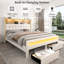 Bed Frame with Bookcase Storage Headboard and 2 Drawers Upholstered Tufted Wingback Beds-1961233911-1961233910
