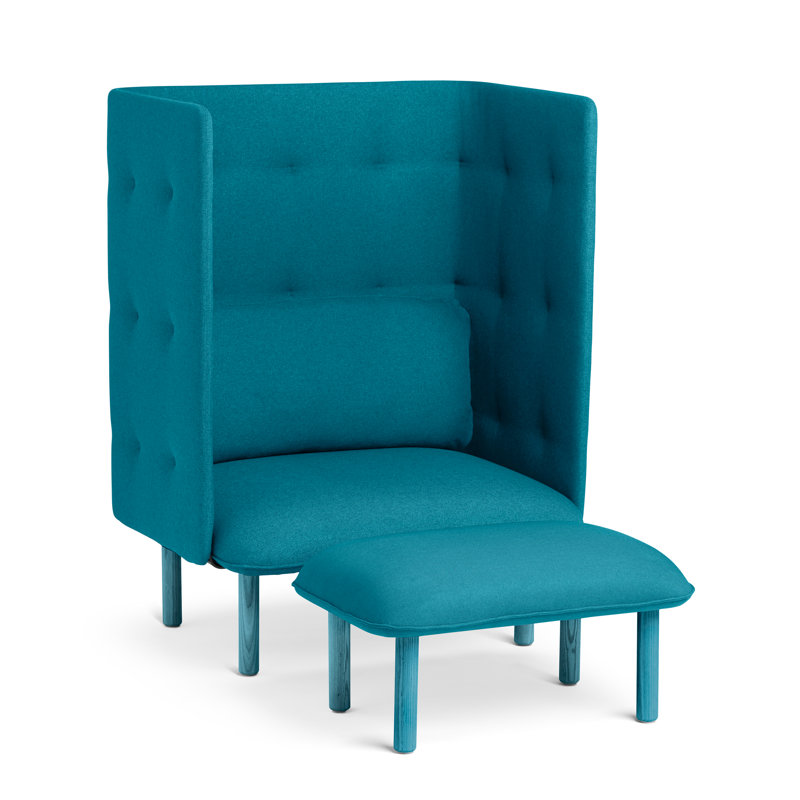 QT Lounge Chair, Dark Gray/Teal Plain Weave/Muslin