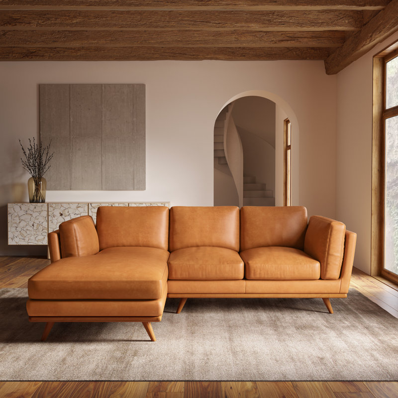 Cadiz 90" Full-Grain Genuine Italian Leather Sectional Sofa, Right Hand Facing
