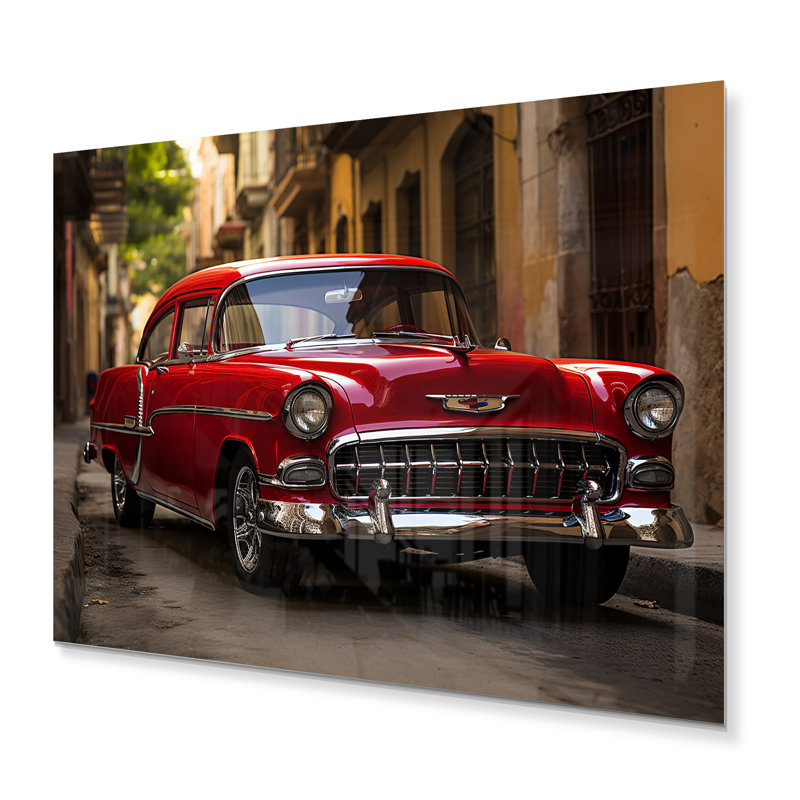 Havana Red Car - impression sur métal, H 30 po x l 40 po