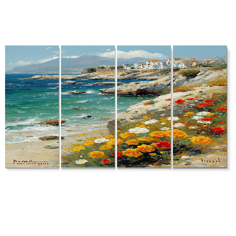 Ruvalcaba - Ensemble de 4 décorations murales sable de plage, H 28 po x l 48 po