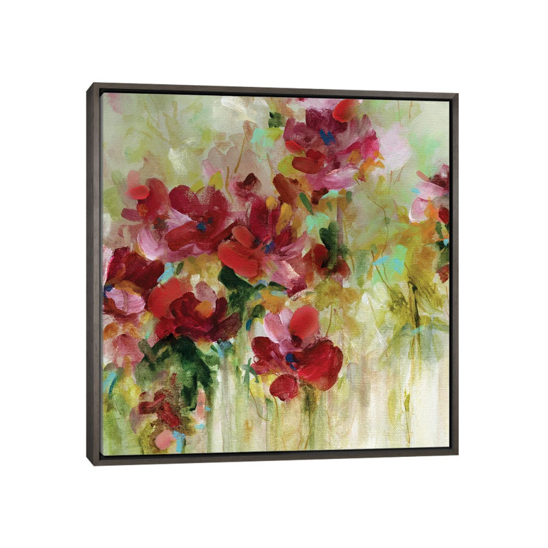 « jardin play ii » par carol robinson-print, H 18 po x l 18 po x P 1,5 po, Toile encadrée de bois rustique foncé