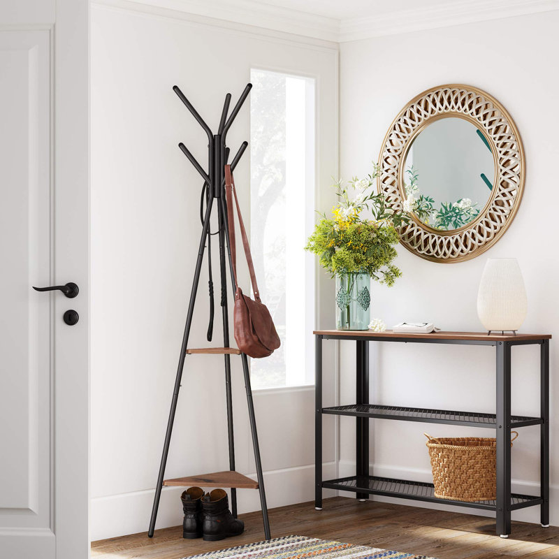 Steel Freestanding 5 - Hook Coat Rack, Hazelnut Brown