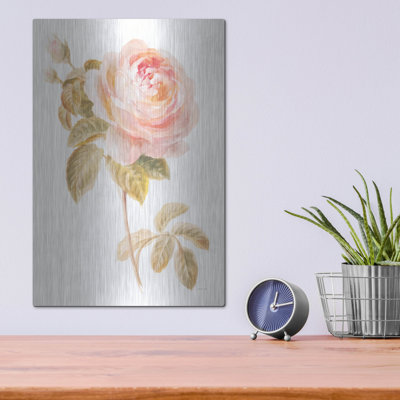 Art mural en métal House of Hampton® «Garden Rose On White» par Danhui Nai