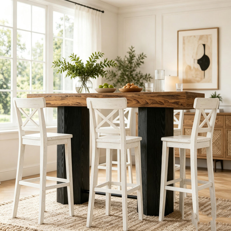 71" Industrial Bar Table with Hexagonal Base
