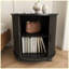 Ensemble de 2 tables de bout cylindriques noires modernes Mid-Century avec station de charge intégrée, porte coulissante et rangement à 2 niveaux-129952448-129952449