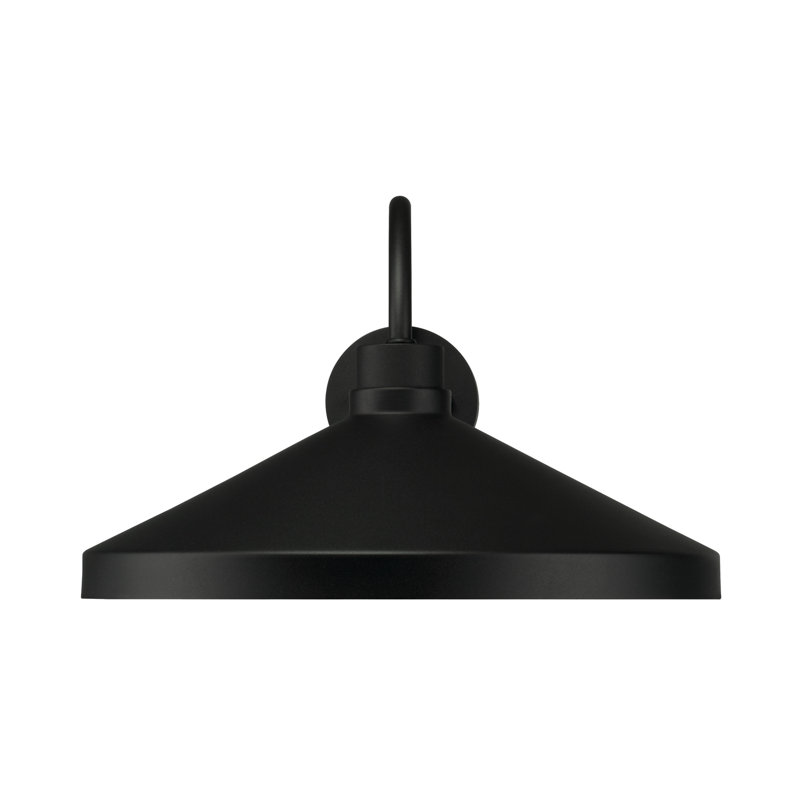 1-Light Outdoor Cone Wall Lantern Barn Light in Black with White Interior, 11.5" H x 17.25" W x 18.25" D