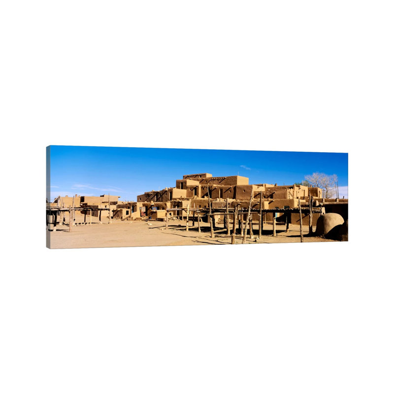 Taos Pueblo, Taos County, New Mexico, USA - Wrapped Canvas Panoramic Print, 30.48 cm H x 91.44 cm W x 1.91 cm D
