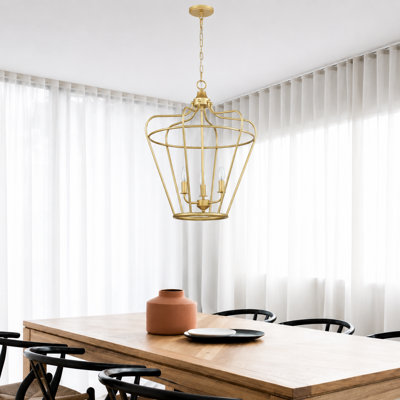 Deanle 3 - Light Dimmable Dning Room Chandelier Geometric Lantern Chandelier