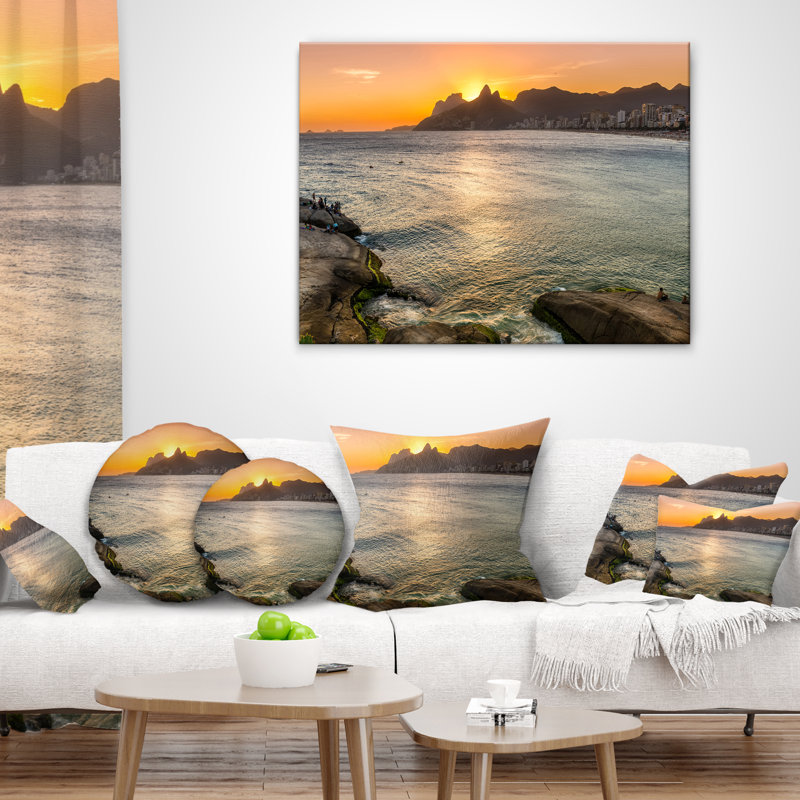 Coussin lombaire Seascape Ipanema à Rio De Janeiro, 12 po x 20 po, Rectangulaire