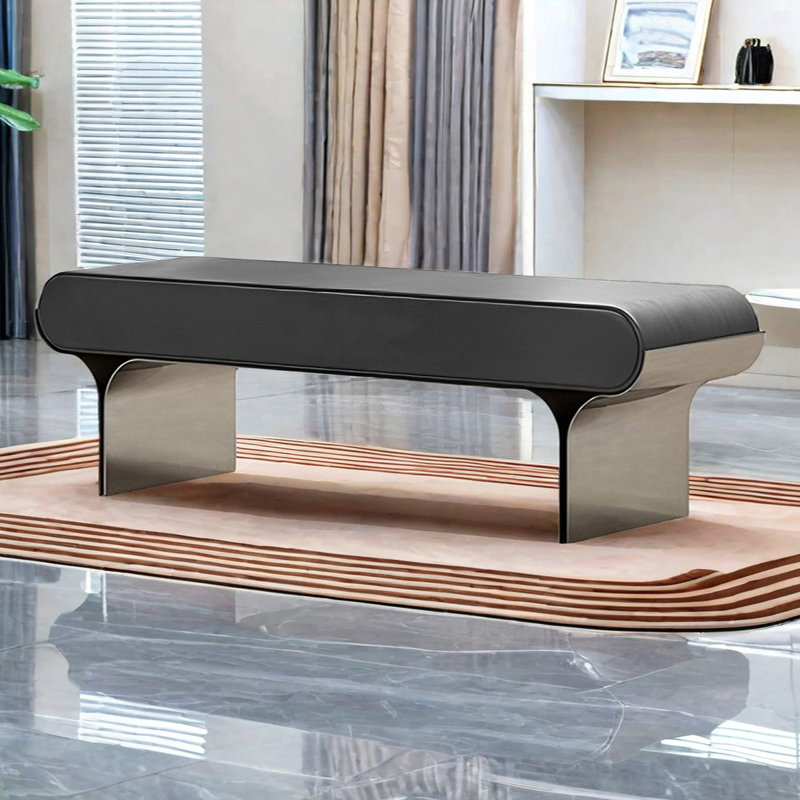 Toriona Faux Leather Upholstered Bench, 17.71" H x 70.86" W x 15.74" D, Dark Gray